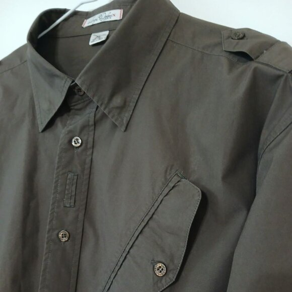Vintage Artful Dodger Brown Military Style Shirt, 100% Cotton, Size XL - Picture 6 of 15